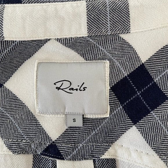 RAILS: Women's White & Blue Plaid Long Sleeve Button Up Shirt - Size S - Picture 3 of 3